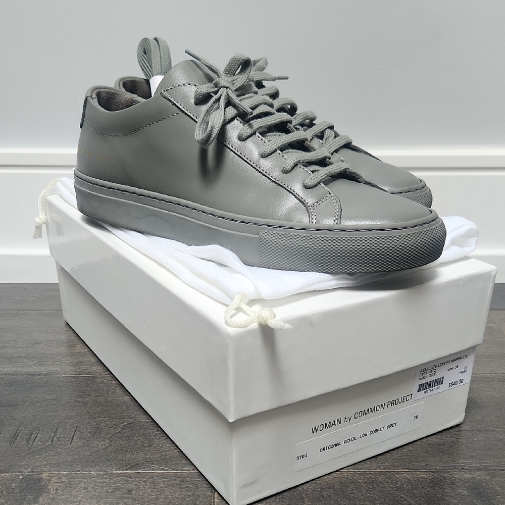 Common Projects Achilles Low Nappa Leather Cobalt Grey eu 38 LNIB Sneakers